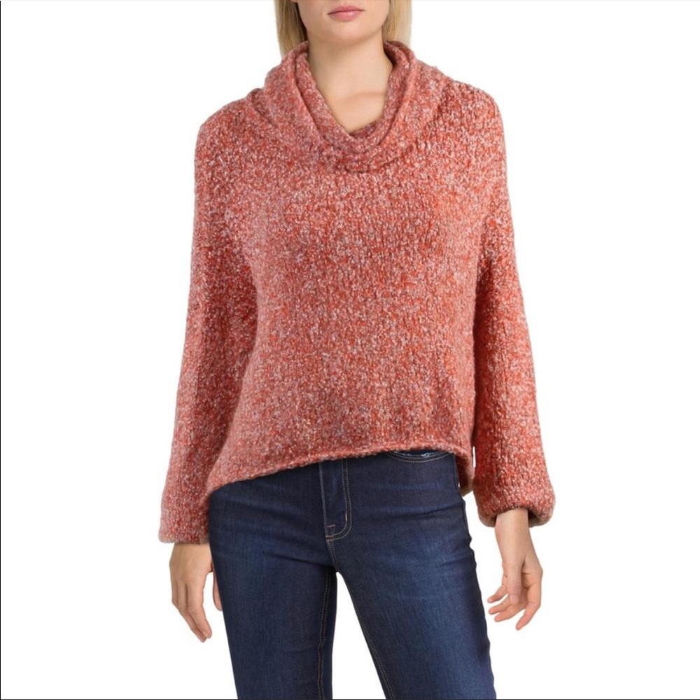 Free people cropped cowl neck cape sweater m